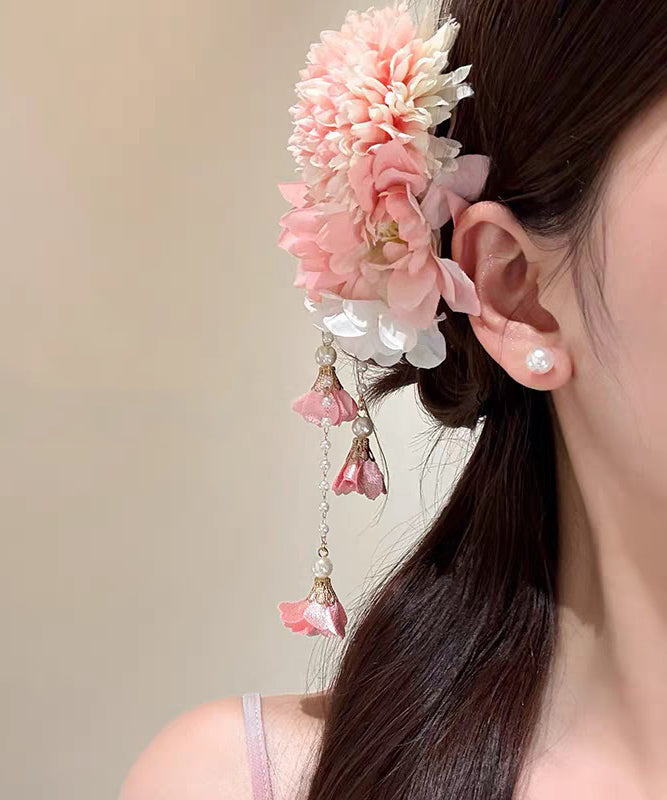 Retro Blue Acrylic Floral Tassel Hairpin