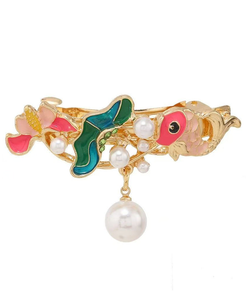 Retro Blue Alloy Pearl Cloisonne Floral Tassel Hairpin