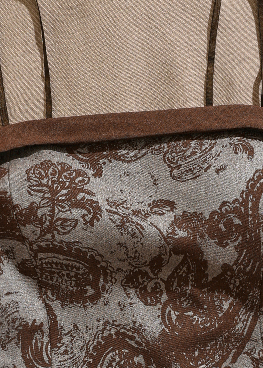 Retro Brown Slash Neck Print Patchwork Tank Sleeveless