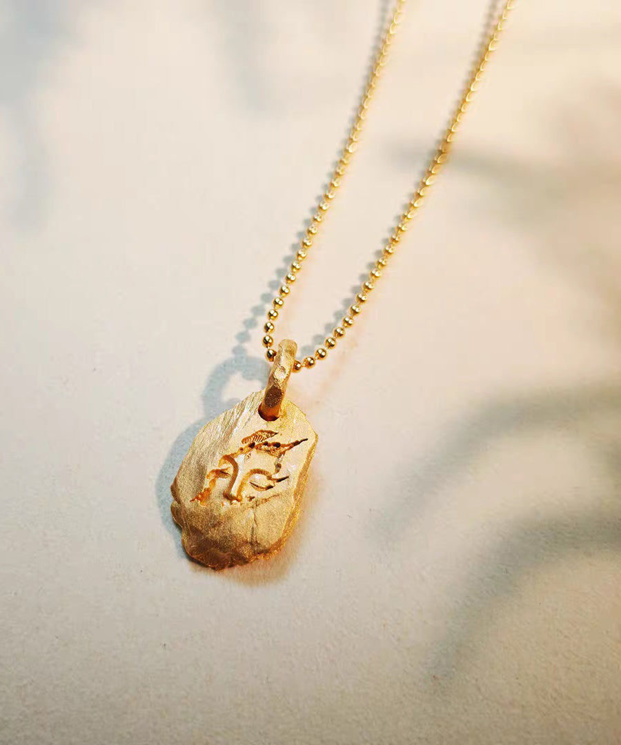 Retro Colorblock Asymmetric Emerge From The Stone Silver Pendant - Omychic