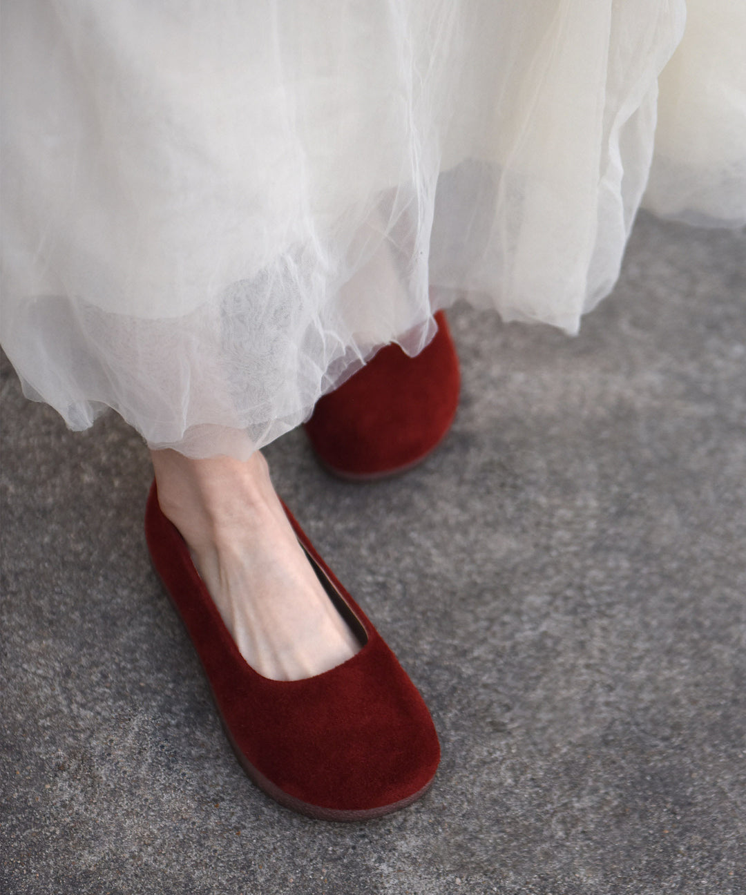 Retro Comfy Red Suede Splicing Penny Loafers
