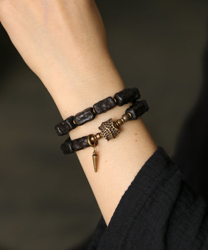 Retro Double Layer Wooden Bead Men's Bracelet
