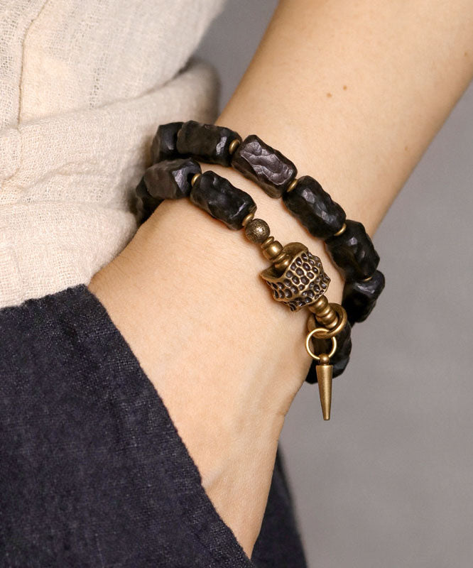 Retro Double Layer Wooden Bead Men's Bracelet