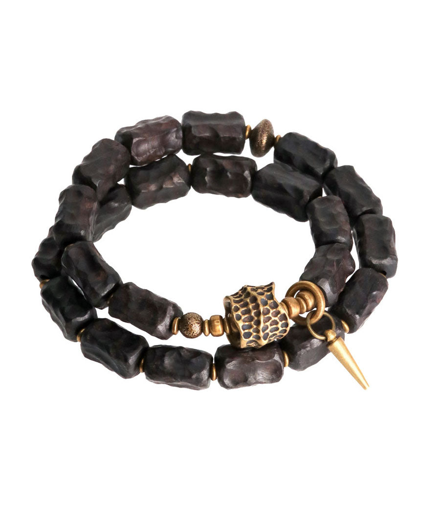Retro Double Layer Wooden Bead Men's Bracelet