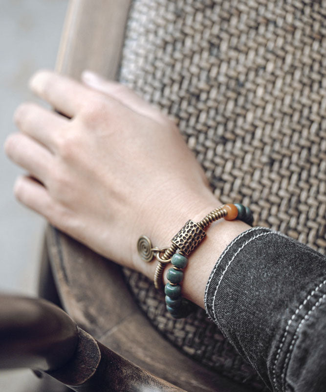 Retro Ethnic Style Green Bodhi Double-Layer Unisex Bracelet