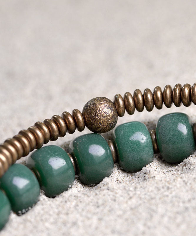 Retro Ethnic Style Green Bodhi Double-Layer Unisex Bracelet