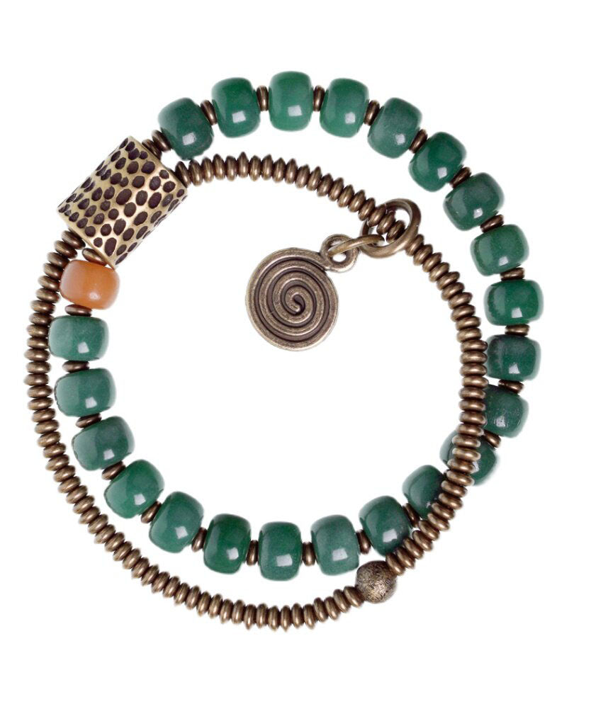 Retro Ethnic Style Green Bodhi Double-Layer Unisex Bracelet