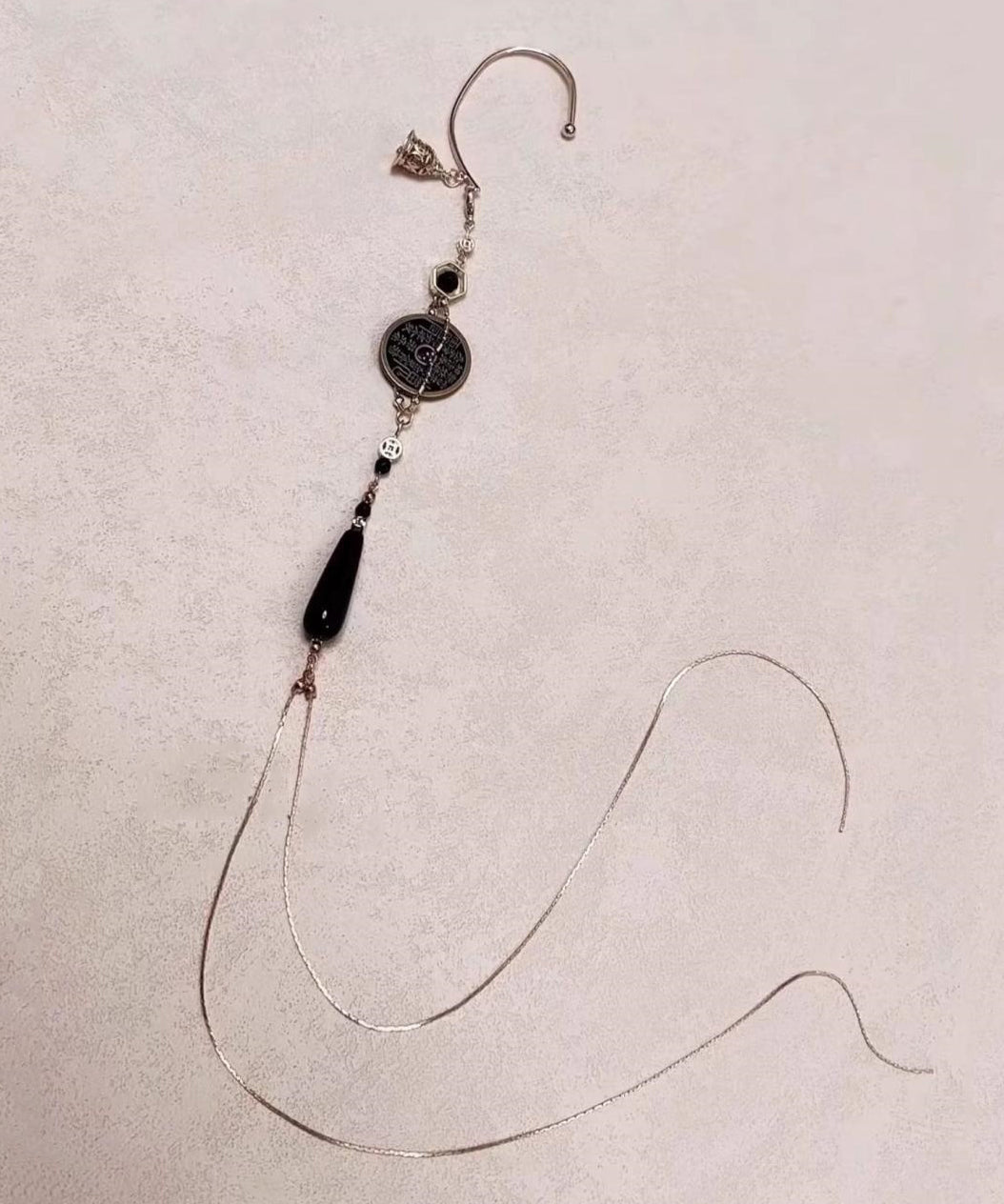 Retro Gold Copper Glass Beads Copper Coin Tassel Drop Earrings