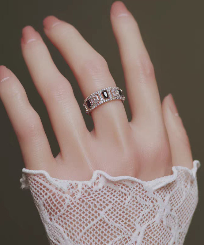 Retro Gold Copper Overgild Zircon Hollow Out Rings - Omychic