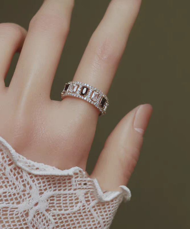 Retro Gold Copper Overgild Zircon Hollow Out Rings - Omychic