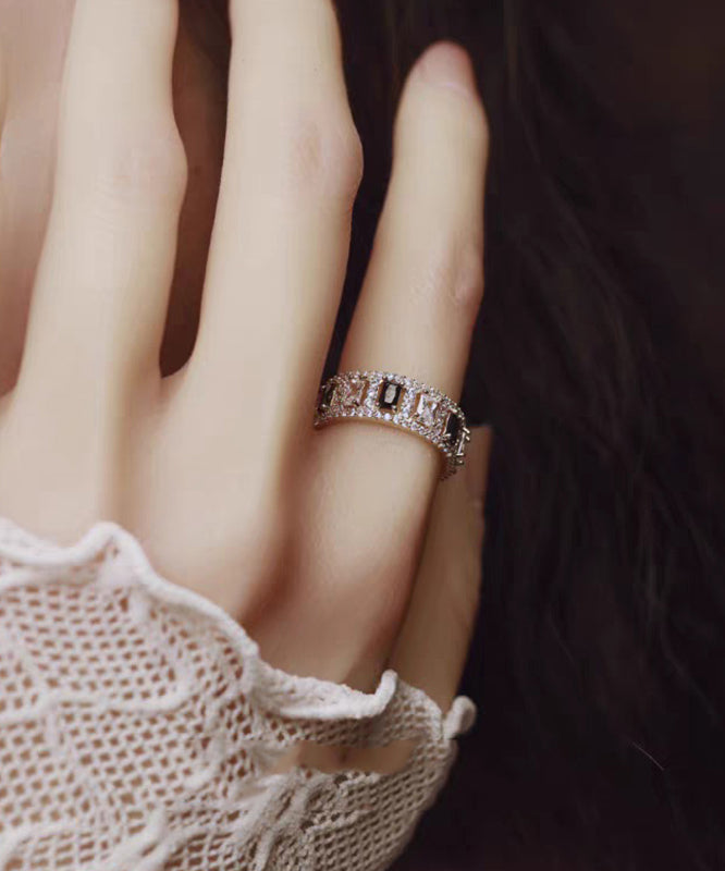 Retro Gold Copper Overgild Zircon Hollow Out Rings - Omychic