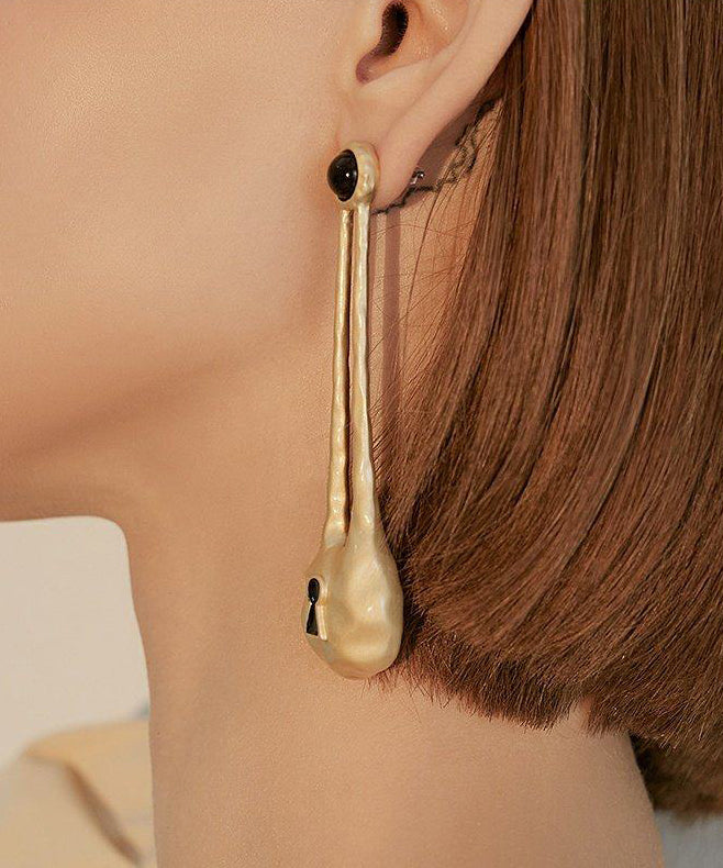 Retro Gold Hollow Out Copper Loose Drop Earrings
