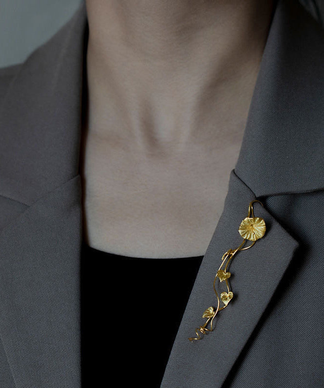 Retro Gold Sterling Silver Overgild Morning Glory Brooches