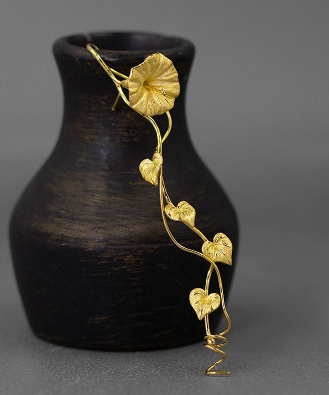 Retro Gold Sterling Silver Overgild Morning Glory Brooches