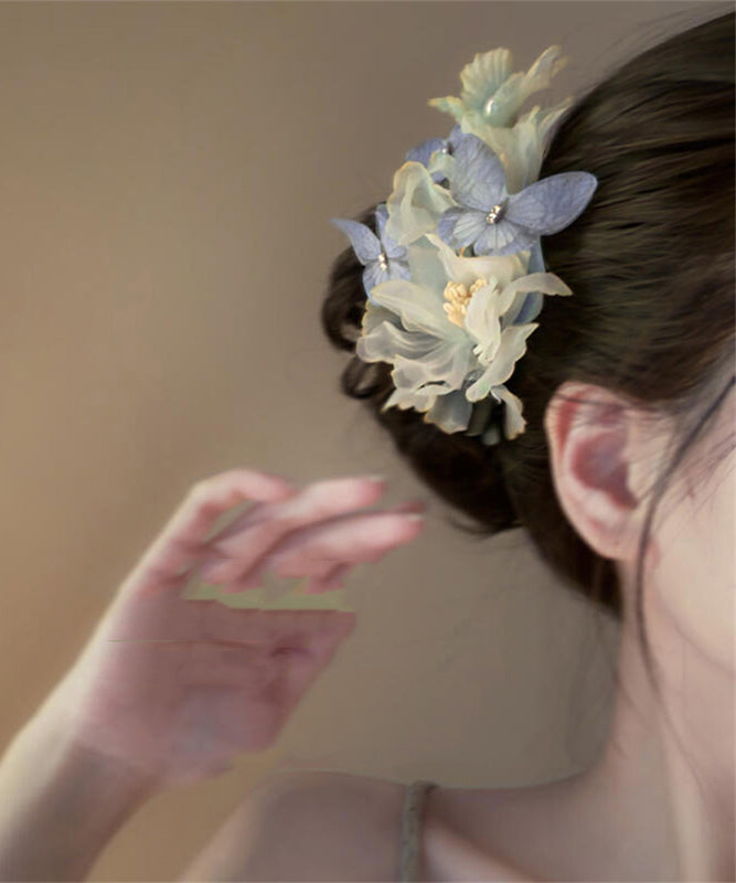 Retro Multicolor Tulle Butterfly Floral Pearl Hairpin