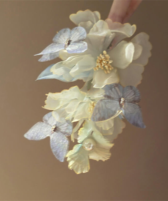 Retro Multicolor Tulle Butterfly Floral Pearl Hairpin