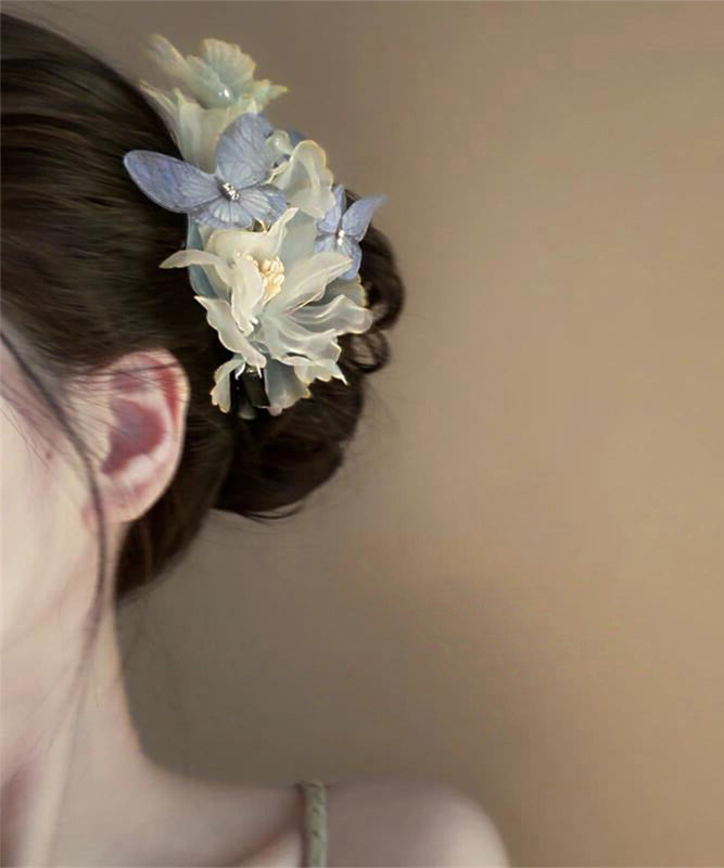 Retro Multicolor Tulle Butterfly Floral Pearl Hairpin