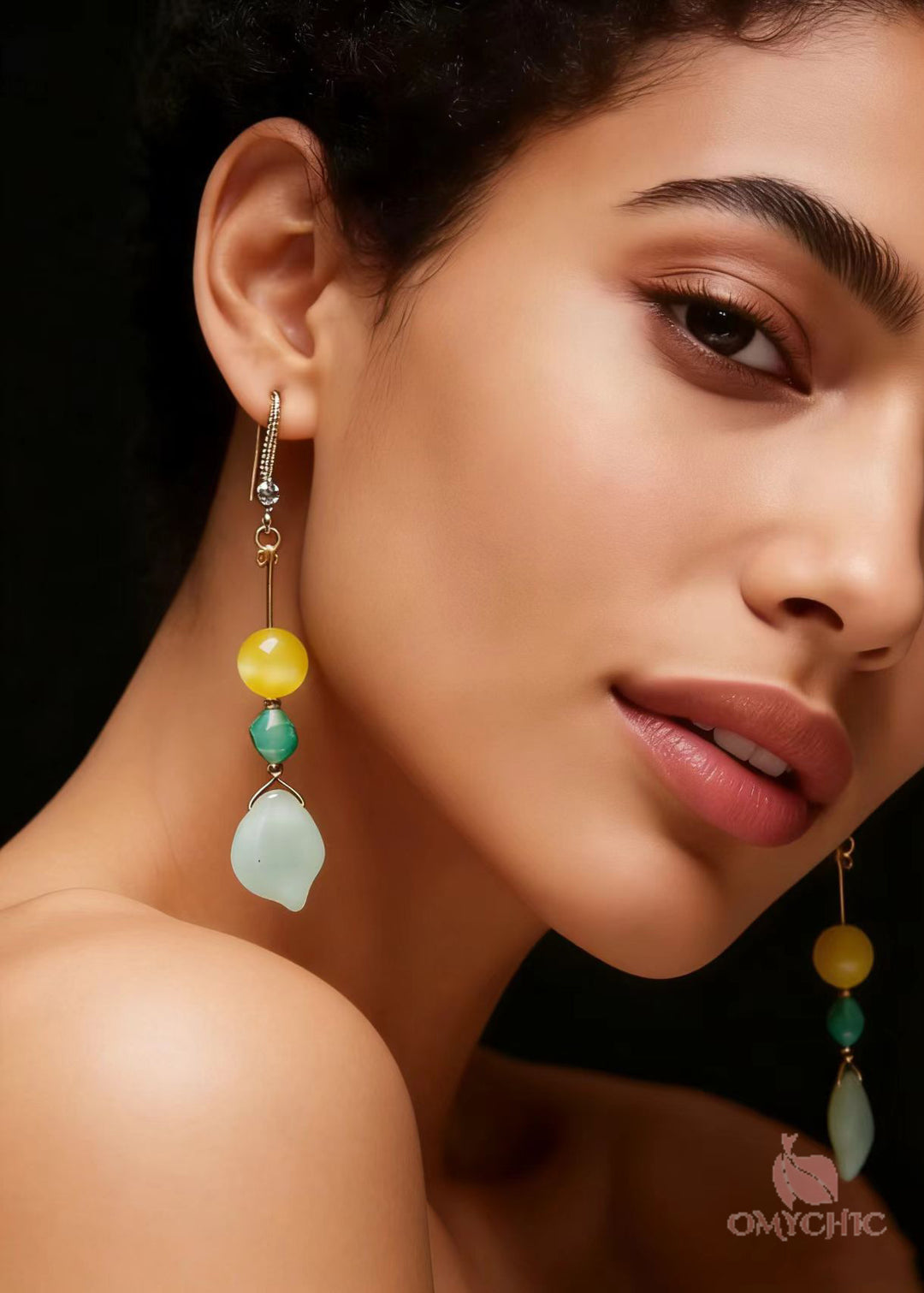 Retro Naturally Jade And Beeswax Drop Earrings