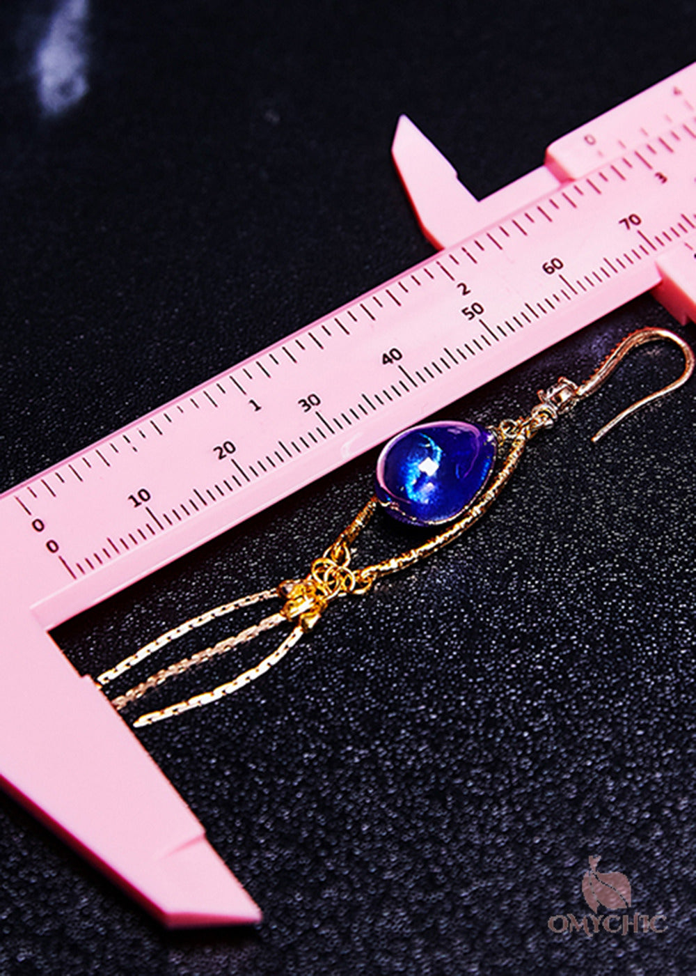 Retro Peacock Blue Water Droplet Gem Stone Tassels Drop Earring