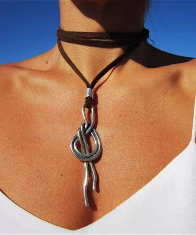 Retro Personality Alloy Leather Pendant Bohemian Necklace - Omychic