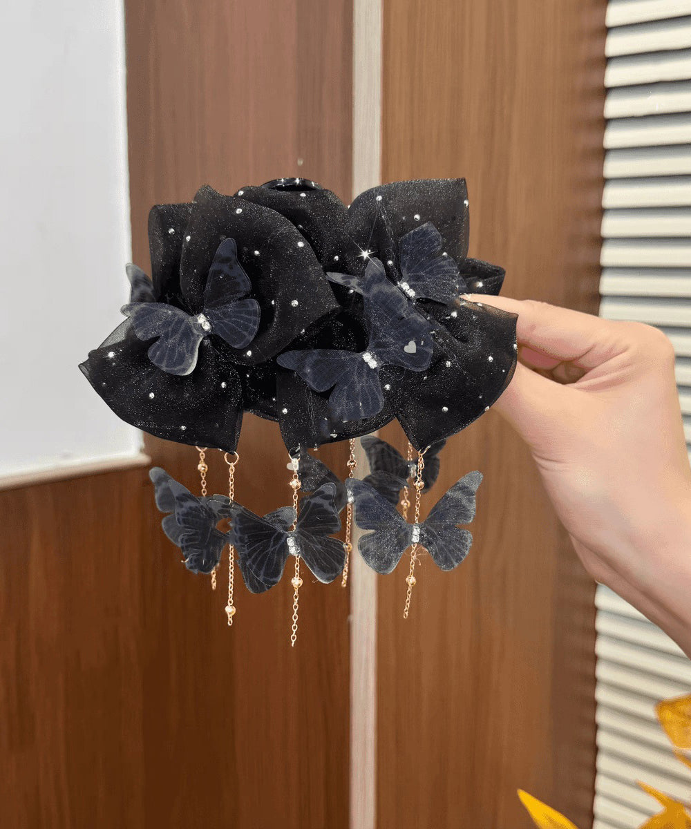 Retro Purple Tulle Butterfly Tassel Hairpin