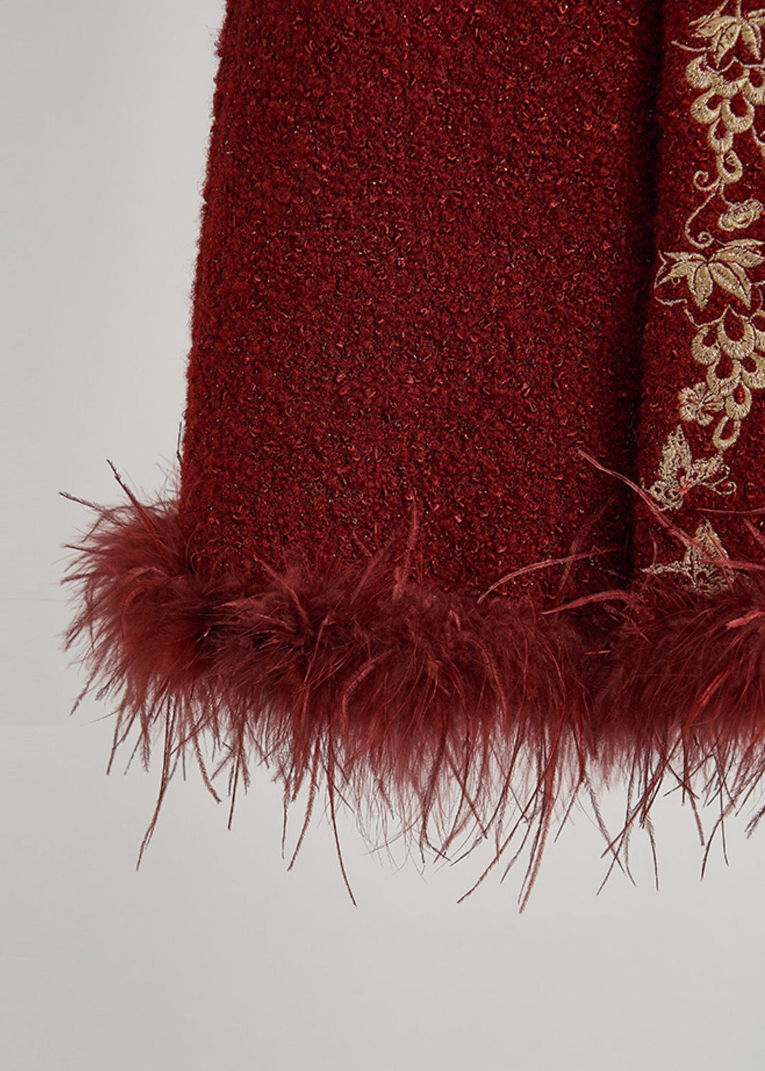 Retro Red Embroidered Patchwork Faux Fur Vests Fall