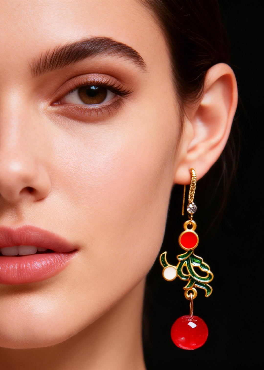 Retro Red Gem Stone Gilding Drop Earrings