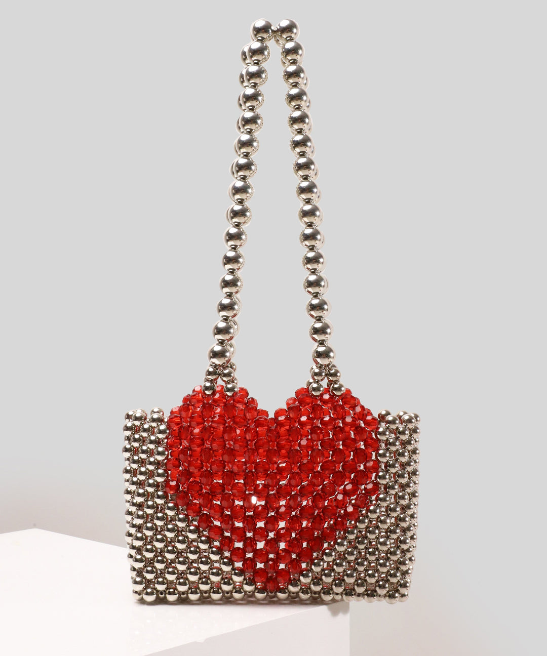 Retro Silvery Hollow Out Love Patchwork Beading Shoulder Handbag