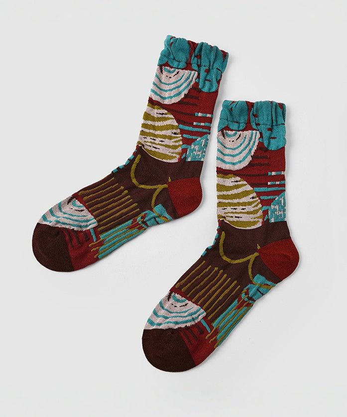 Retro Versatile Jacquard Cotton Crew Socks