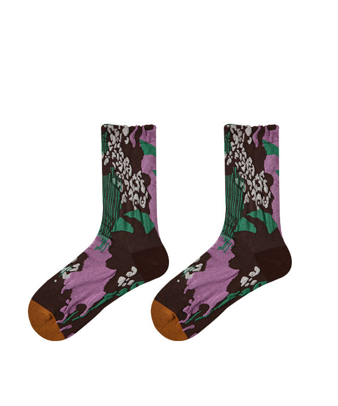 Retro Versatile Jacquard Cotton Crew Socks