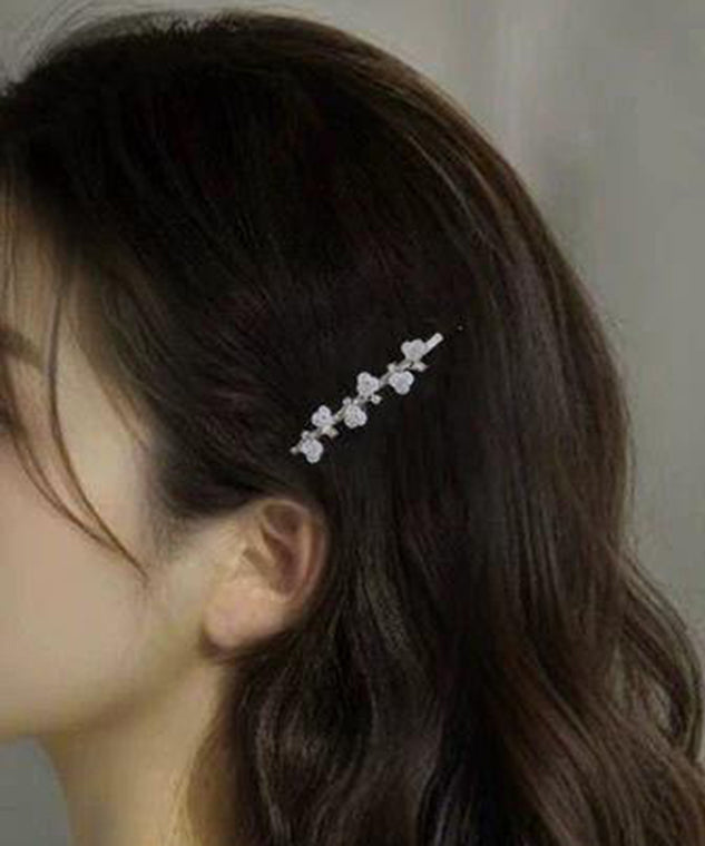 Retro White Alloy Zircon Plum Blossom A Pair Hairpin