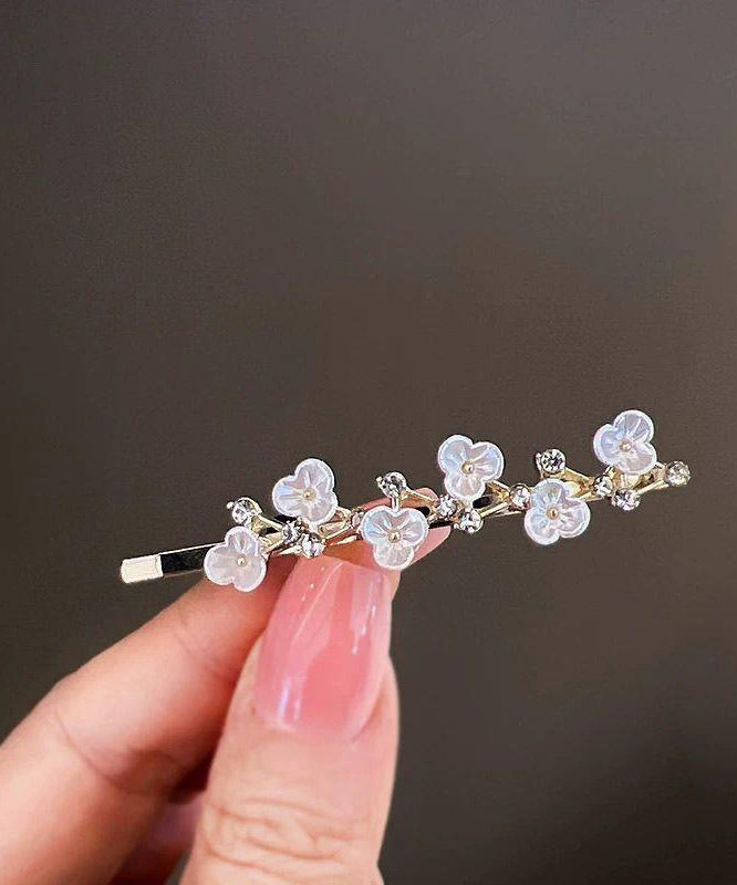 Retro White Alloy Zircon Plum Blossom A Pair Hairpin