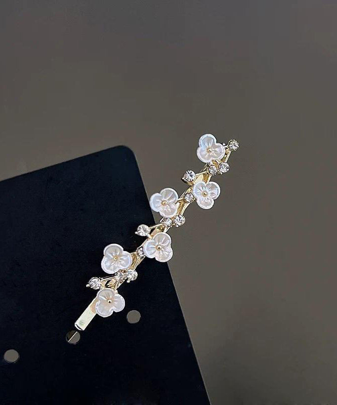 Retro White Alloy Zircon Plum Blossom A Pair Hairpin