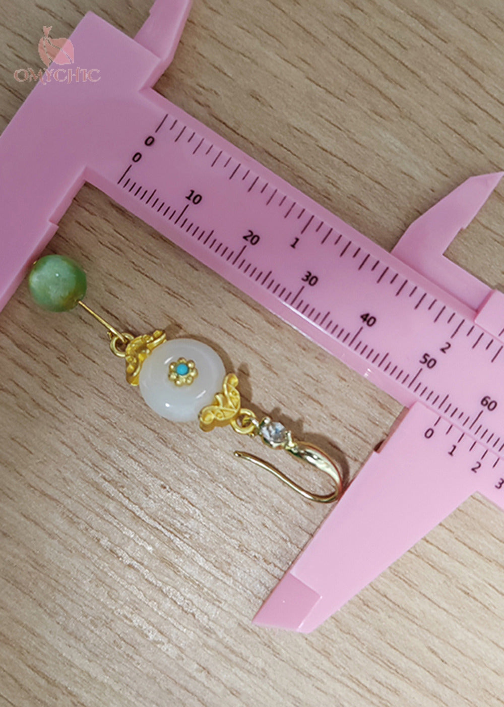 Retro White Jade Fine Zircon Long Drop Earrings