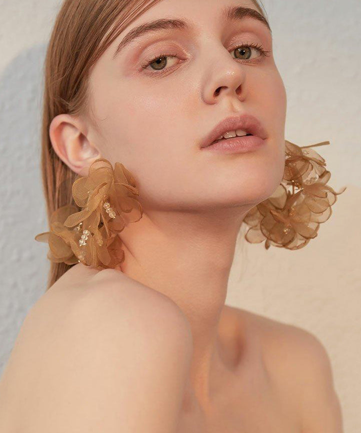 Romantic Organza Sheer Flower Cluster Dangle Earrings - Omychic