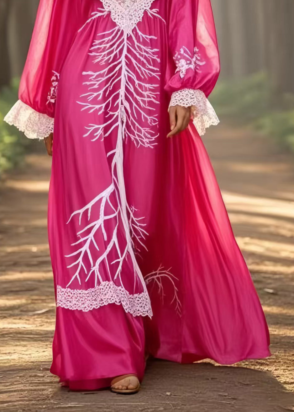 Rose Patchwork Lace Holiday Dress Oversized Spring