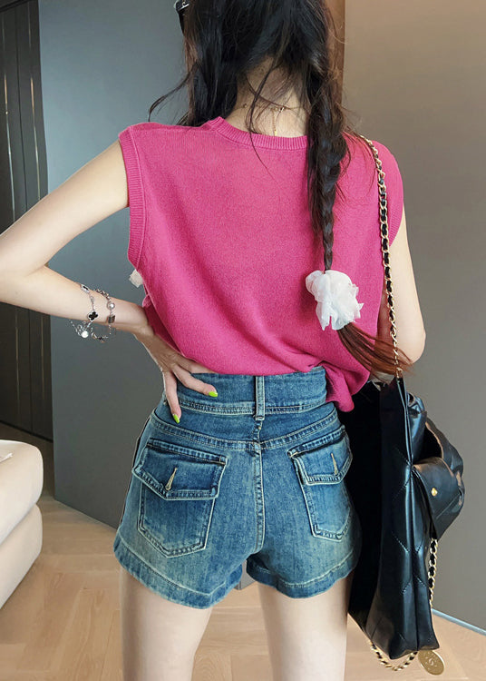 Rose Print Cozy Cotton Tank O Neck Summer