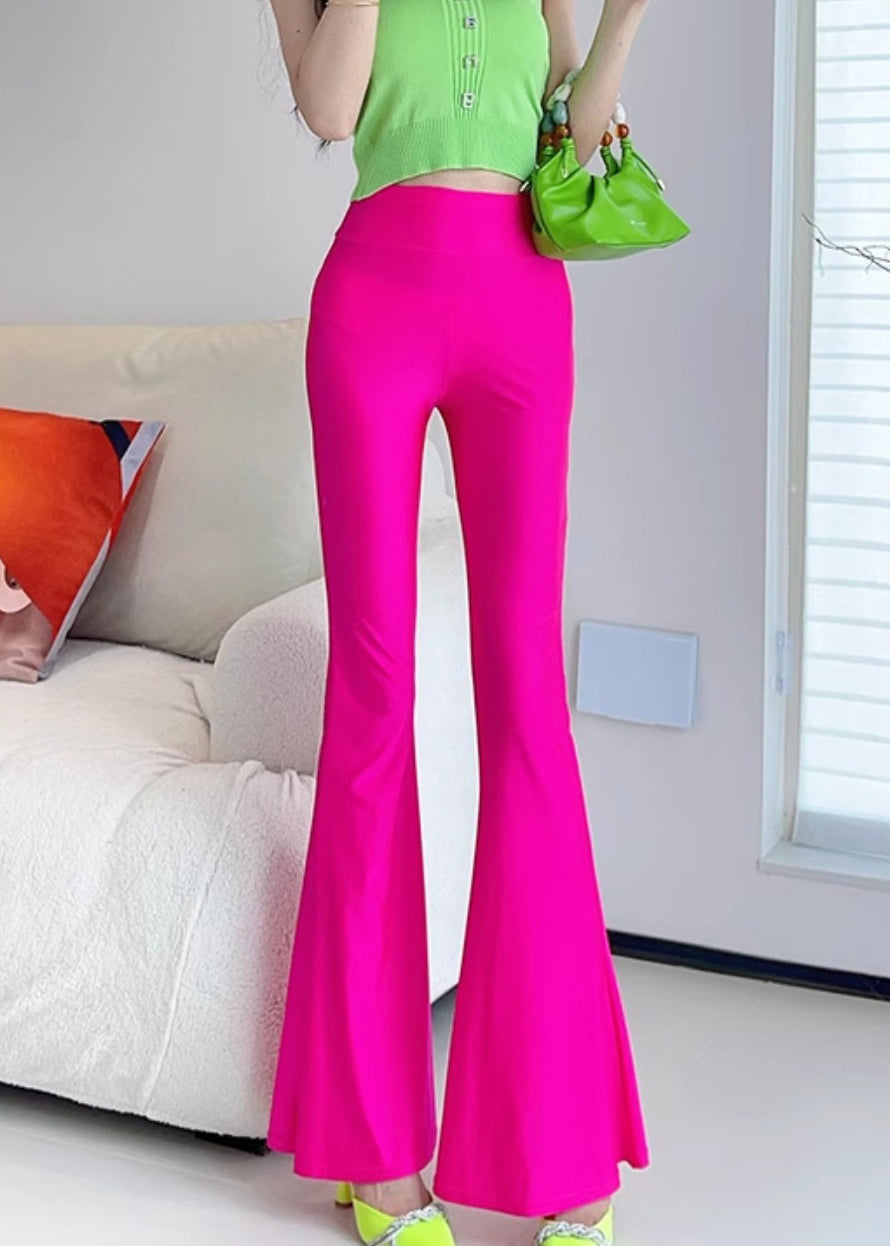 Rose Tummy Control Nylon Flared Trousers Butt Scrunch