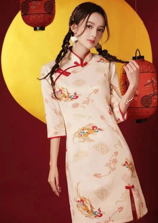 Casual Summer Elegant Deity Cheongsam Dress