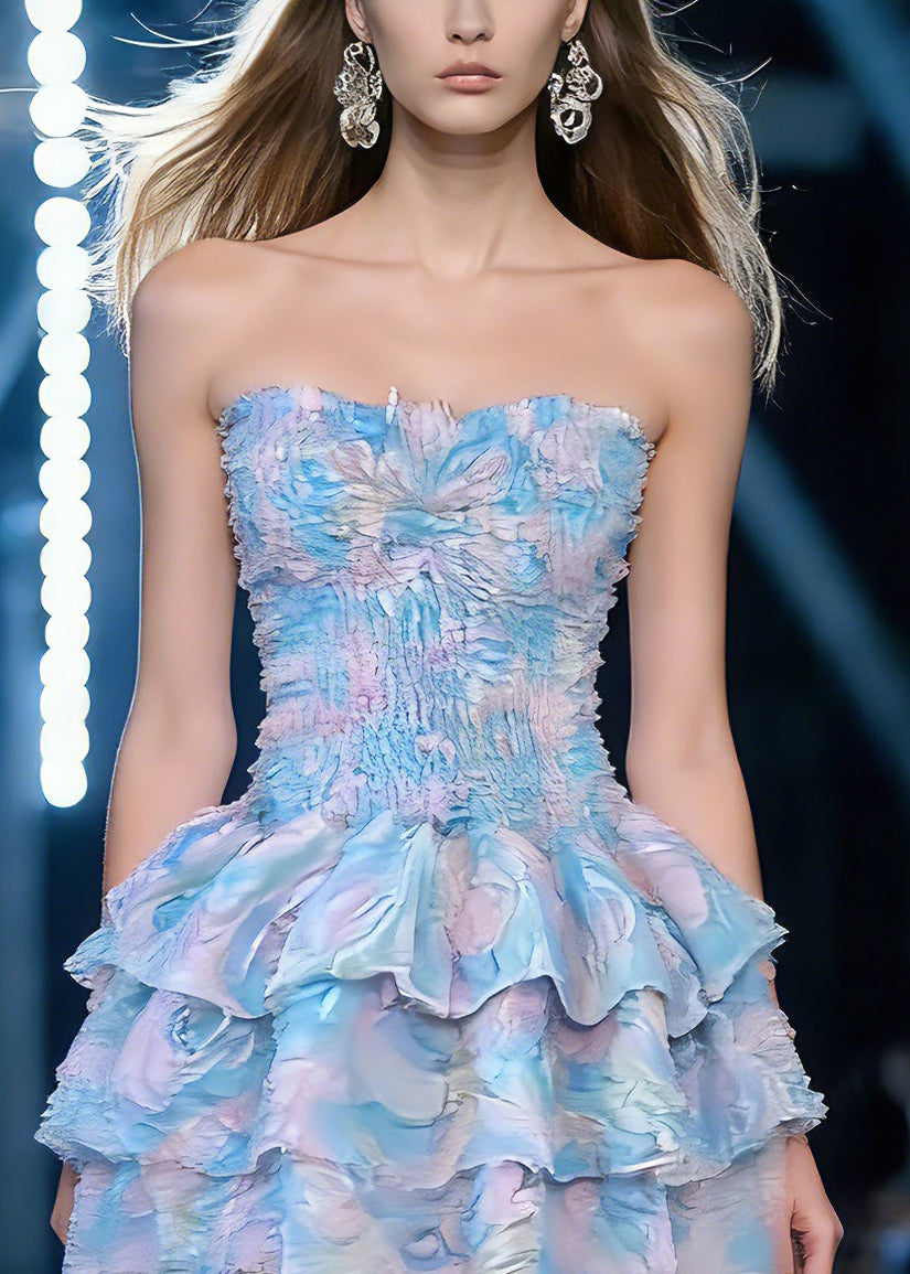 Sex Rainbow Bustier Top Tulle Mid Dress Sleeveless - Omychic