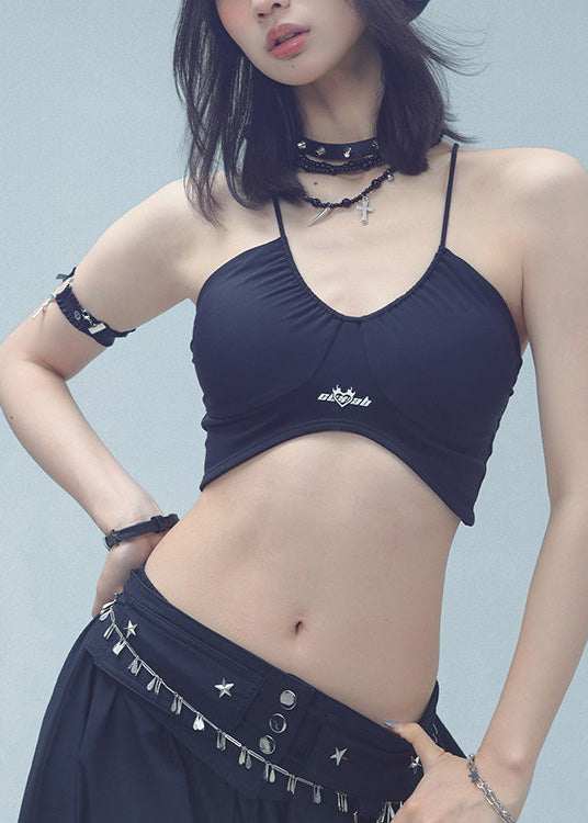Sexy And Breathable Blue Sports Lace Up Bra Crop Top