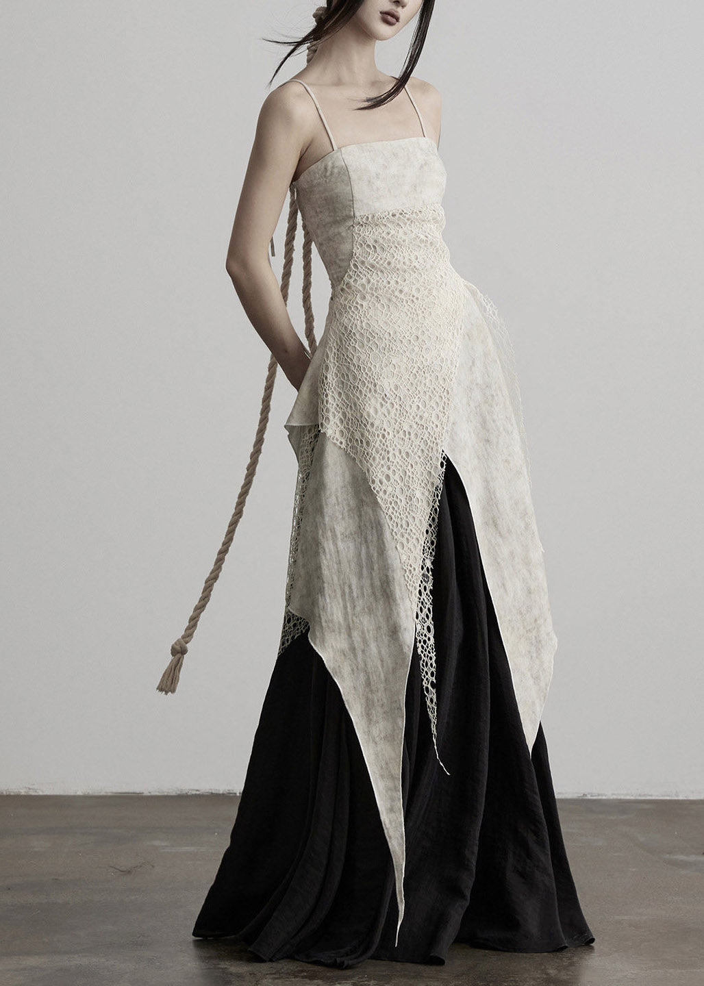 Sexy Apricot Asymmetrical Patchwork Long Spaghetti Strap Dress Summer