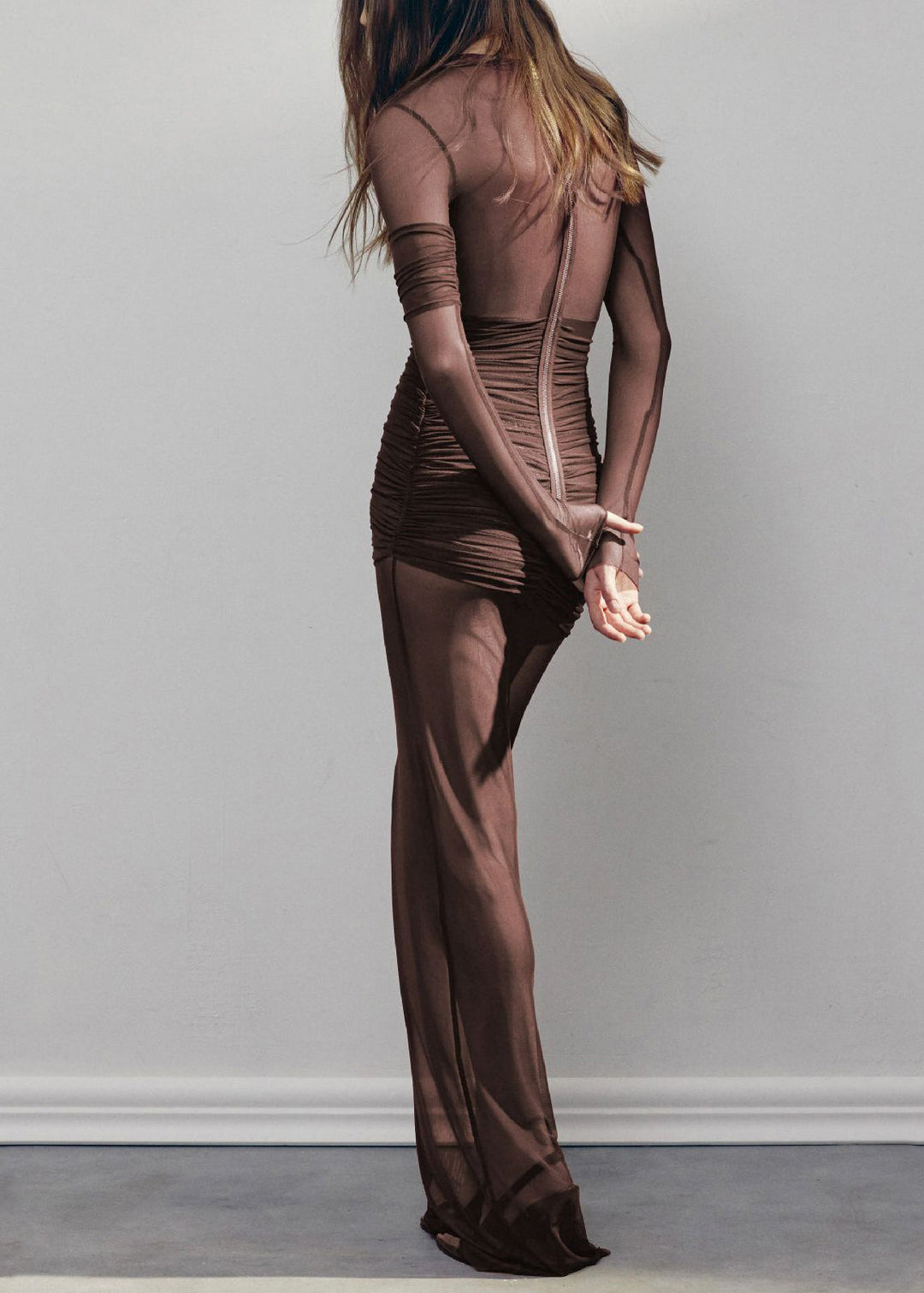 Sexy Apricot O-Neck Wrinkled Maxi Dresses Spring