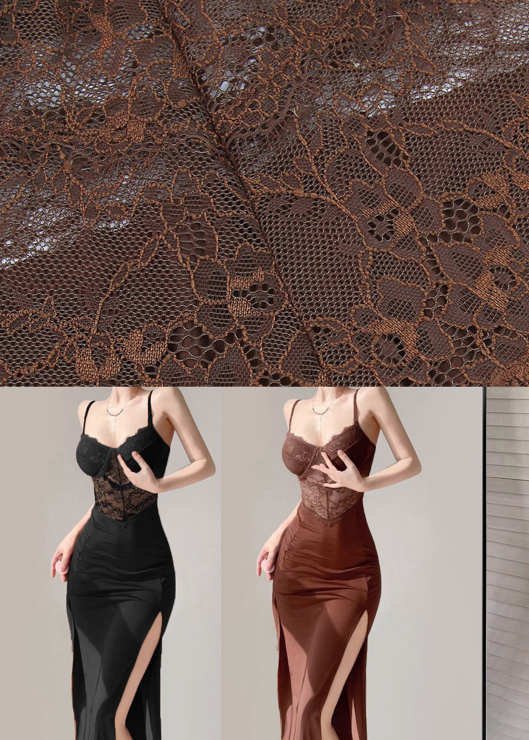 Sexy Black V Neck Lace Patchwork Long Spaghetti Strap Dress Summer