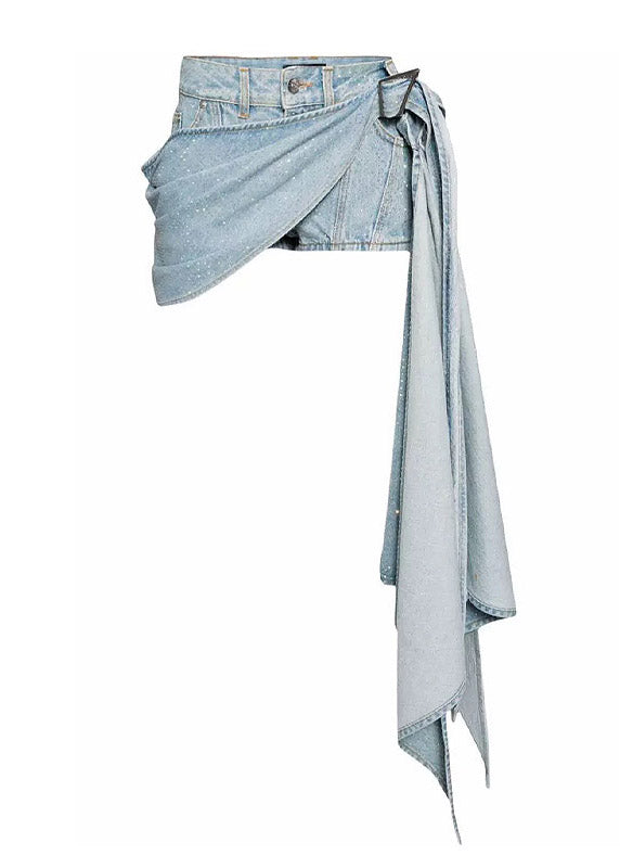 Sexy Blue Asymmetrical High Waist Denim Hot Pants Summer