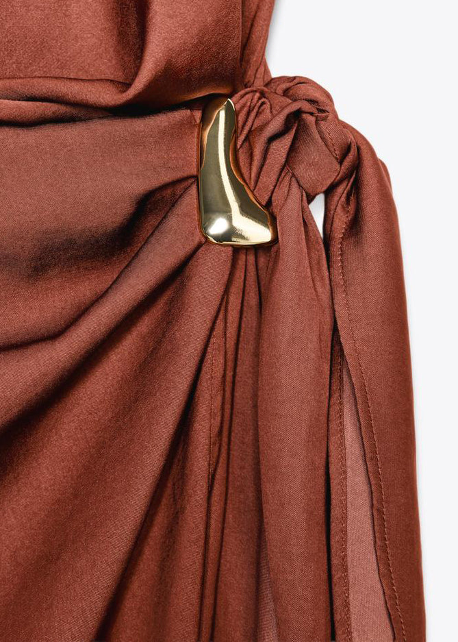 Sexy Brown Backless Solid Cotton Mini Dress Sleeveless