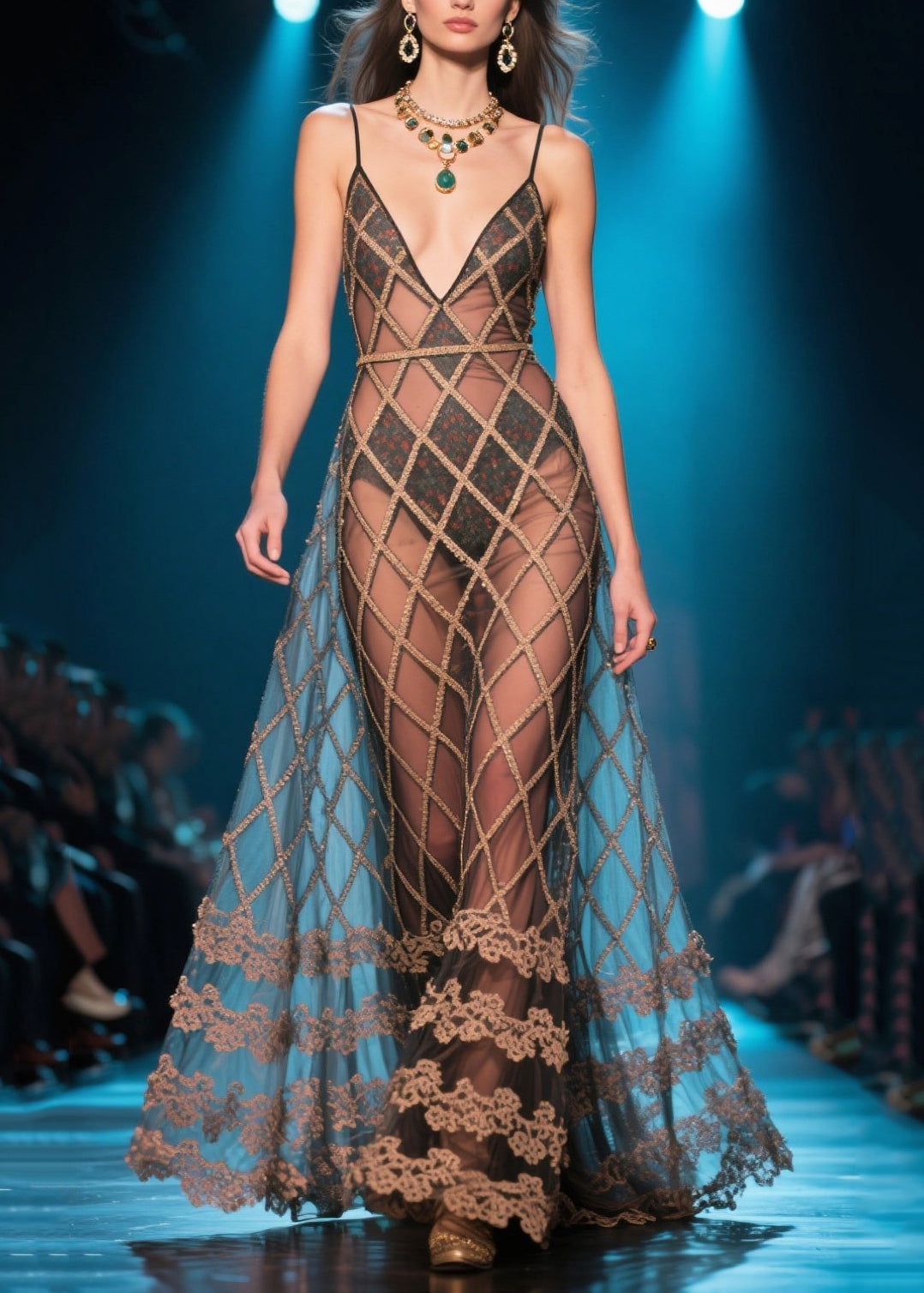Sexy Brown Plaid Silm Fit Tulle Party Dress Summer