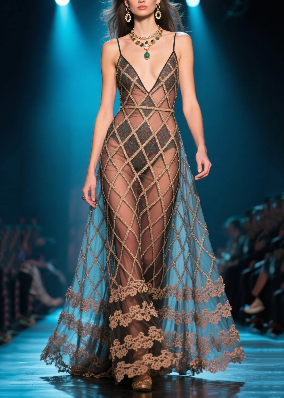 Sexy Brown Plaid Silm Fit Tulle Party Dress Summer