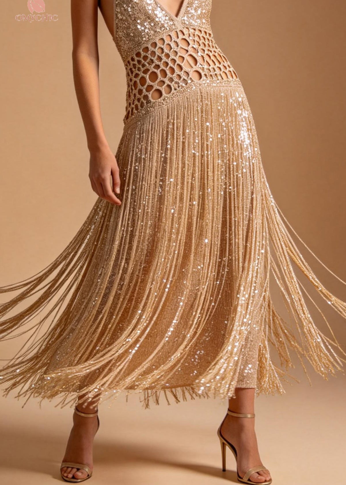 Sexy Hollow Out Tassel Patchwork Cotton Spaghetti Strap Dress Summer - Omychic
