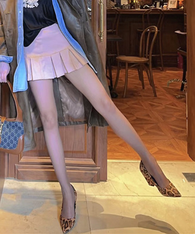 Sexy Suede Leopard Print Chunky High Heels Pointed